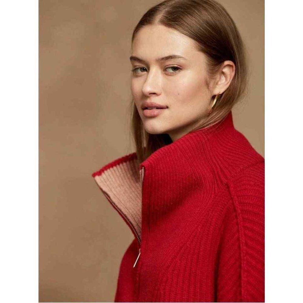 NWOT BR Oversized Half Zip Sweater w Contrast Collar